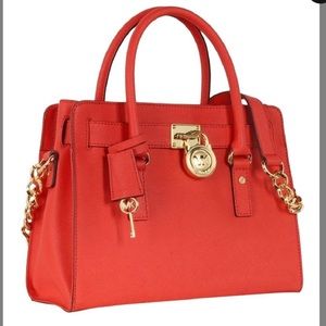 Michael Kors Orange Gold Lock Purse